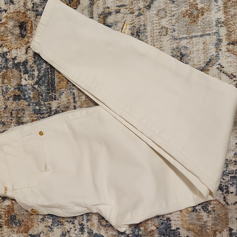 Michael Kors Cream Pants with Gold Details